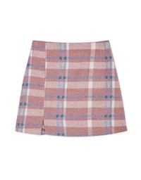 Checked Tweed Slit Skirt