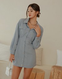 Pleated Button Blouse Shirt  Mii Dress