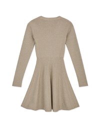 V-Neck Button Hem Knit Mini Dress