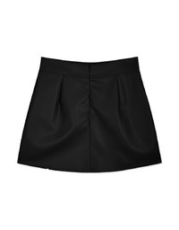 Modern Slit Pleated Leather Skirt