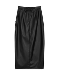 Fashionable Interlocking Slit Faux Leather Skirt