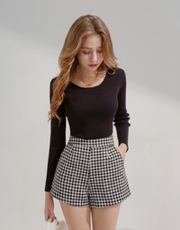 Houndstooth High Waisted Slimming Shorts