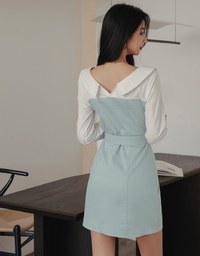 Button-Down Blouse Shirt s Mini Dress (With Belt)