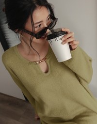 Gold Chased Cashmere Knit Loose Top
