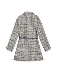 Tweed Lapel Buttoned Mini Dress (With Belt)