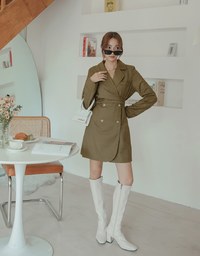 Double Breasted Belted Suit Dress (With Shoulder Pads)