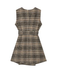 【Porima' Picks】Plaid Double  Vest Mini Dress (With Belt)