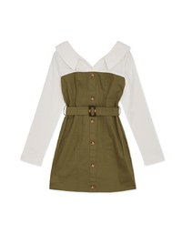 Button-Down Blouse Shirt s Mini Dress (With Belt)