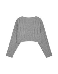 Round Neck Textured Knit Loose Crop Top