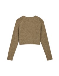 Small V Double Button Plush Knit Sweater