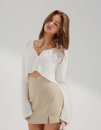 Button-Up Knit Cropped Top