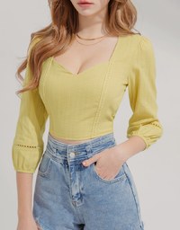 Heart Neck Embroidered Top