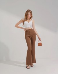 Tailorable Elastic High Waisted Flared Pants