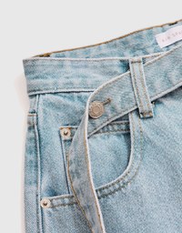 Belted Distressed Hem Jeans