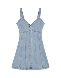 V-Neck Button- Denim Jeans Mini Dress