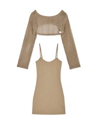 Two-Piece Sheer Knit Fitted Dress