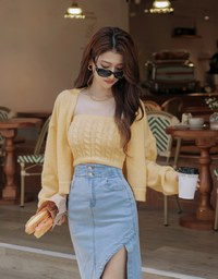 Buttoned Oversized Two Piece Knit Top