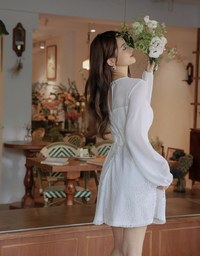 Sweetheart Translucent Sleeve Lace Mini Dress