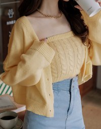 Buttoned Oversized Two Piece Knit Top