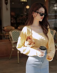 Buttoned Oversized Two Piece Knit Top