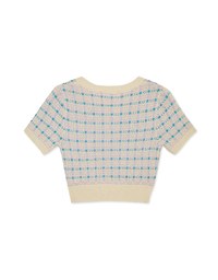Mélange Checkered Knit Crop Top