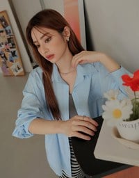 Anti-Wrinkle Iron Free Loose Long Blouse Shirt