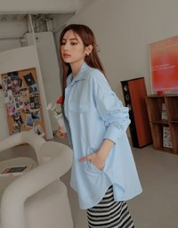 Anti-Wrinkle Iron Free Loose Long Blouse Shirt