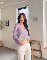 Pastel Color Correction Knitted Cardigan Top