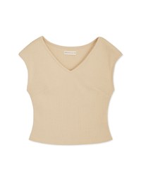 V Neck Fitted Knit Crop Top