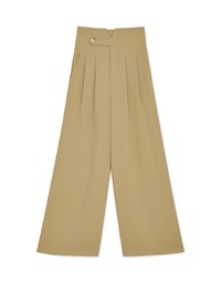 V Cut Side Button Pleated High Waisted Pant