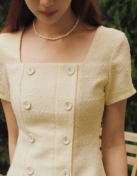Square Neck Button Up Mini Dress