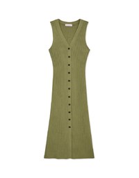 Button  Knit Vest Maxi Dress