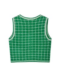 Tweed Bead Button Knit Vest