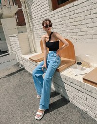 2Way Cooling Feeling Asymmetrical Hollow Tank Top (With Padding)