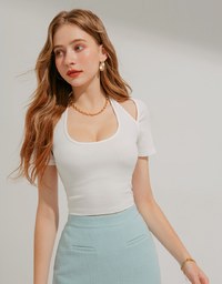 Halter Neck Cutout Crop Top