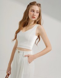 Peach Neck Silky Tank Top (With Padding)