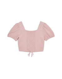 Petal Lace Tie Short Sleeve Top