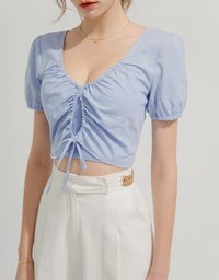 2WAY Two-piece Drawstring Short-Sleeved Top