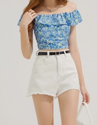 Classic Shaved Denim Jeans Shorts (With Belt)