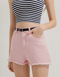 Classic Shaved Denim Jeans Shorts (With Belt)