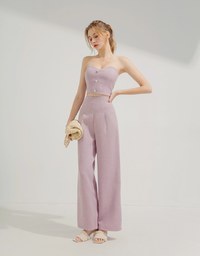 Floral   Tweed Pleated Wide Trousers
