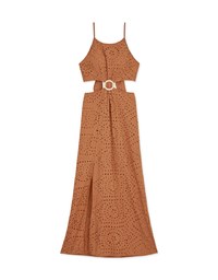 Waist Tie Hollow Long Dress (with padding)