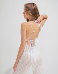 Hollow Crochet SideSlit Long Dress