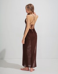 Hollow Crochet SideSlit Long Dress