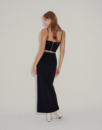 French Style Back Hollow Slit Maxi Dress (With Padding)