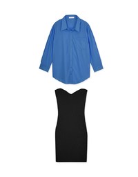 Set Wear With Bodycon Tube Dress and Oversized Shirt