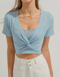 Two-Piece Knot Knit Crop Top