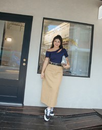 Straight Denim Jeans Maxi Skirt (With Belt)