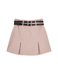 【Benefit】Preppy Style Checkered Short Skort (With Belts)