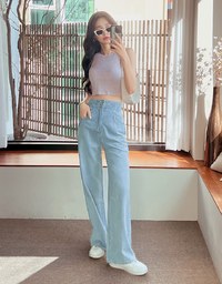 【Den!m LITE】Perfect Waistline JEANS PANTS Airy Lightweight Fabric Extra High Waisted Slimming Jeans Skirt DNA